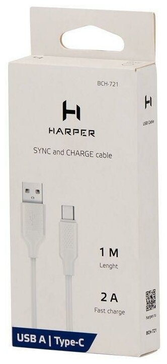 Кабель HARPER , USB A(m), USB Type-C (m), 1м, черный - фото №2