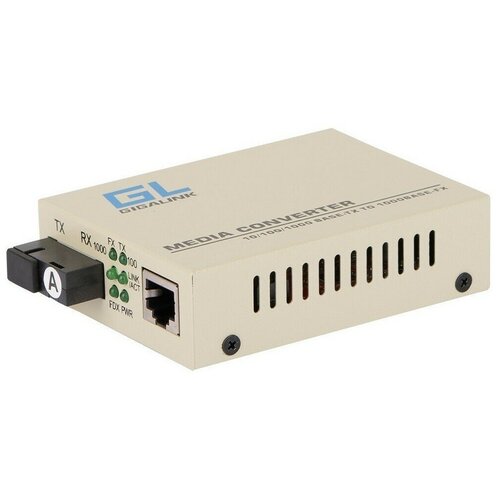 Медиаконвертер GIGALINK, RJ-45x1 Гбит/с, SCx1 Гбит/с, 20 км (GL-MC-UTPF-SC1G-18SM-1310)