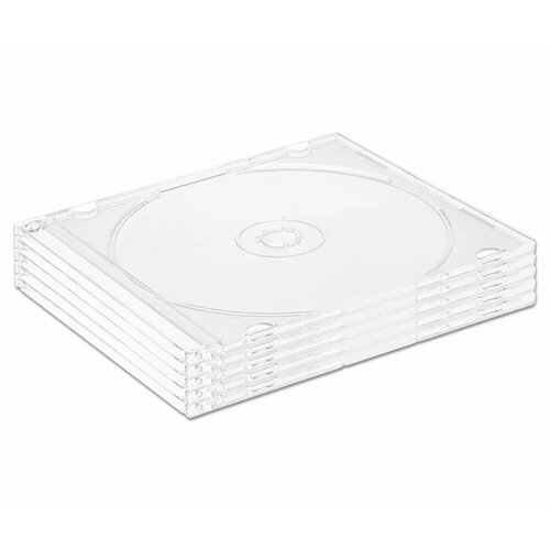 Бокс для CD диска Slim 5 мм, прозрачный, 5 штук CD Slim Box Clear на 1 компакт диск