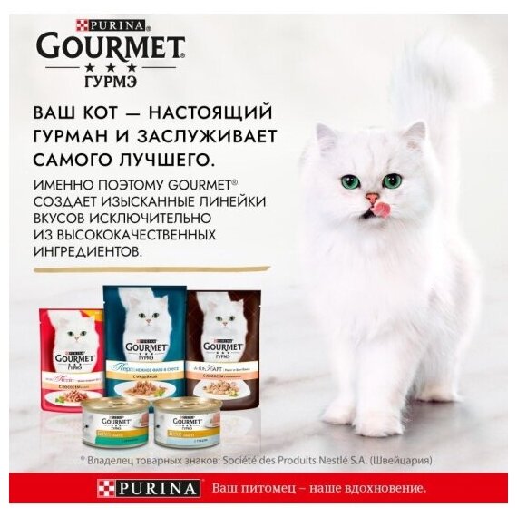 Влажный корм для кошек GOURMET Перл Соус Де-люкс с лососем с в роскошном соусе 26шт.*75г - фотография № 7