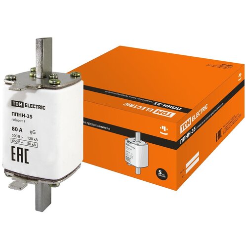 Плавкая вставка предохранителя ППНН-35, габарит 1, 80А TDM (1 шт.)