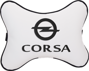 Подушка на подголовник экокожа Milk с логотипом автомобиля OPEL Corsa
