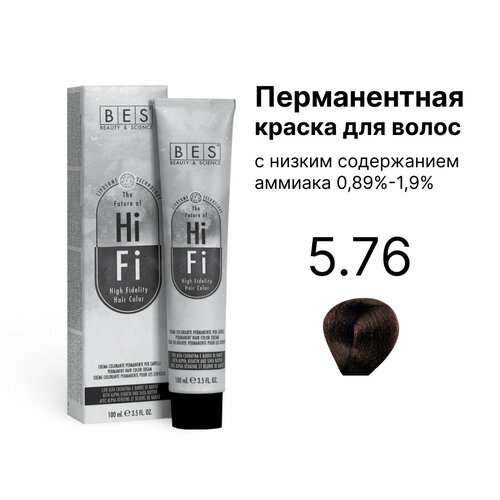 Купить BES Перманентная крем-краска для волос HI-FI, 5.76 светло-коричневый табачно-красный, 100 мл