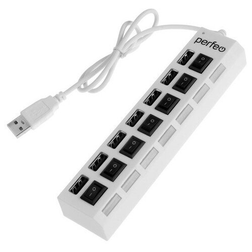 Разветвитель USB (Hub) Perfeo H033, 7 портов, USB 2.0, белый Perfeo 7705861