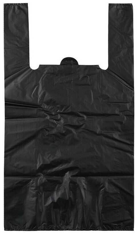 Пакет-майка Усиленный, черный, 40+18x70 см, 30 мкм, 50 шт/уп - фотография № 1