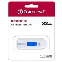 USB флешка TRANSCEND 32Gb JetFlash 790W white USB 3.1 Gen 1 (90/25 Mb/s)