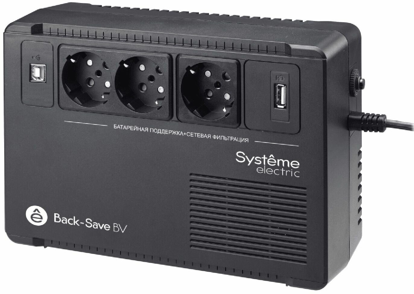 ИБП Systeme electric Back-Save BV 400 ВА 3 розетки Schuko 230 В 1 USB Type-A BVSE400RS