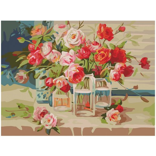 Картина по номерам 40х50 см, остров сокровищ Свежесть роз, на подрамнике, акрил, кисти, 662465