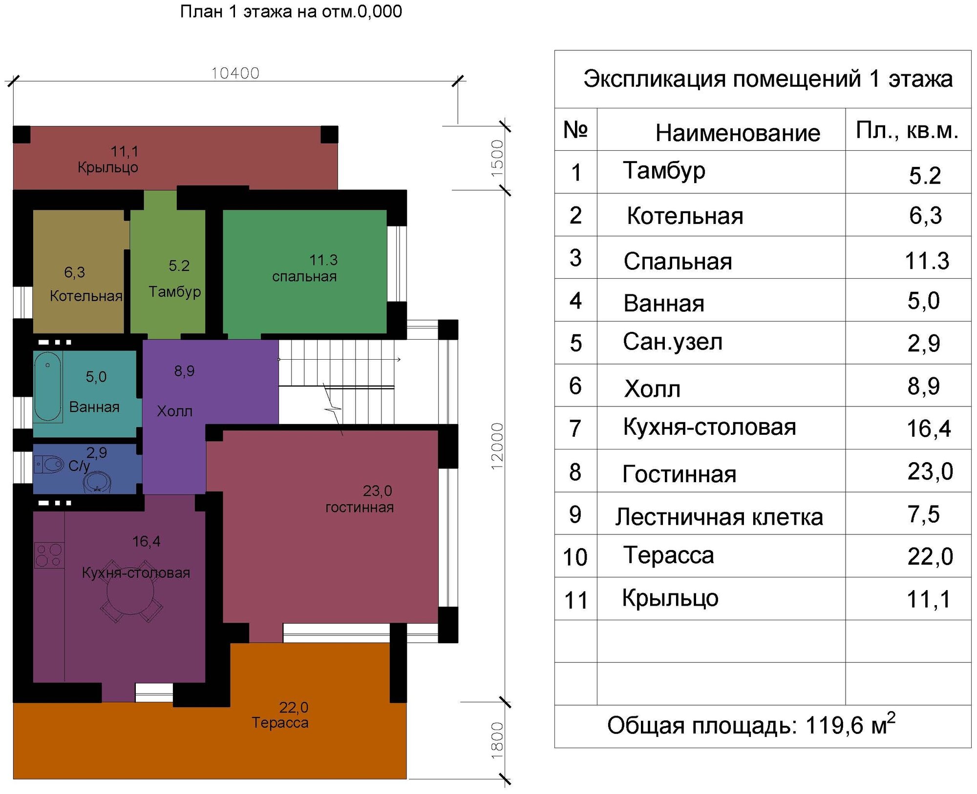 Проект Мансардный Двухэтажный жилой дом 10,4х13,8м 216,7м2 - фотография № 4