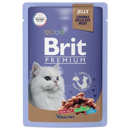 Пауч Brit Premium для взрослых кошек ассорти из птицы в желе 85г