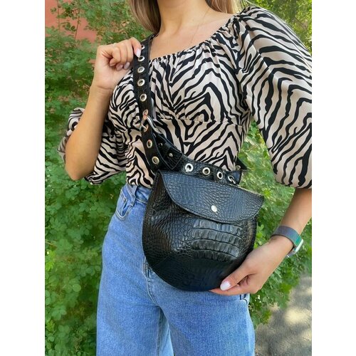 фото Сумка кросс-боди , фактура под рептилию, черный loran rouge