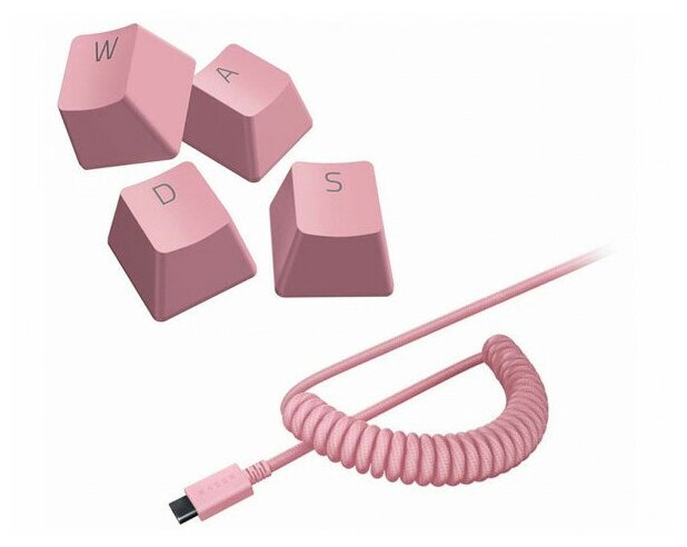 Набор кейкапы для механической клавиатуры Razer PBT Keycap + спиральный кабель USB Type-C Upgrade Set, Quartz Pink, US/UK