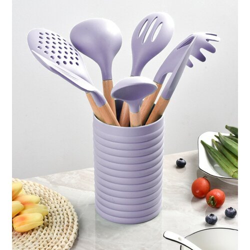 Набор кухонных принадлежностей с подставкой SXLT Company 31-HENGYU-118, 7 предметов, лиловый
