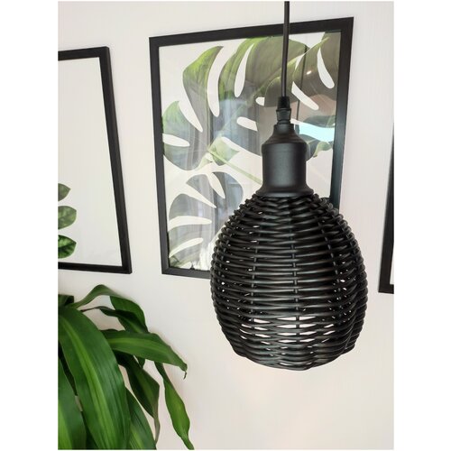 Подвесной светильник, потолочный светильник S4176-3 из полиротанга, черный, Е27, 60 Вт