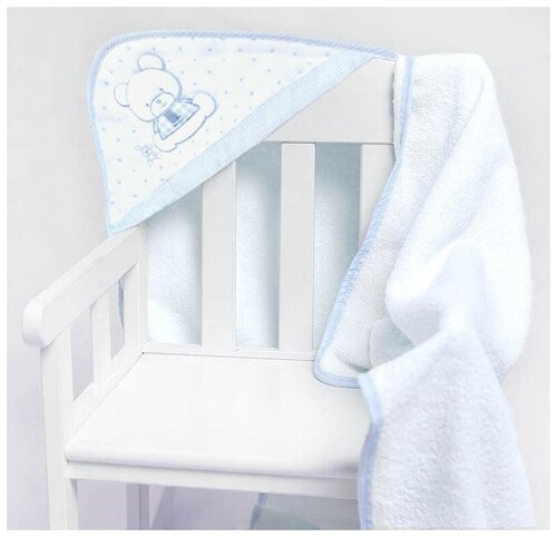 Детское полотенце-уголок Baby kundak Maison dor (белый-голубой), Детское полотенце-уголок 75x75