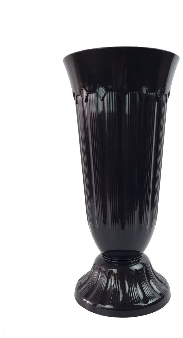 Вазон пластик рифленый 5 литров черный (большой) / Вазон для цветов рифленый / вазон напольный / ваза для растений на кладбище