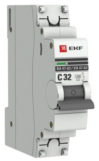 Автоматический выключатель Ekf PROxima 1P 32А (C) 4,5kA ВА 47-63 (mcb4763-1-32C-pro)