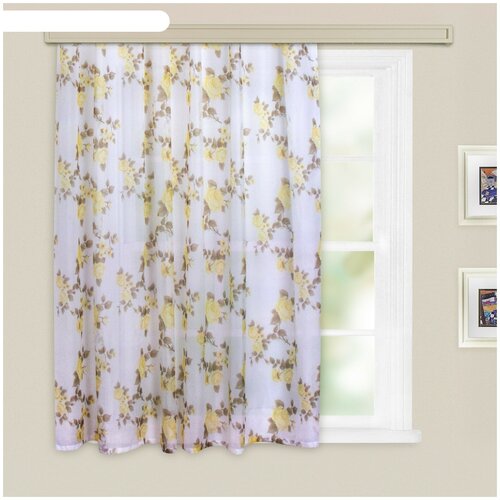 фото Штора для кухни 145х150 см, цв.золотой, вуаль принт микс, пэ100% witerra