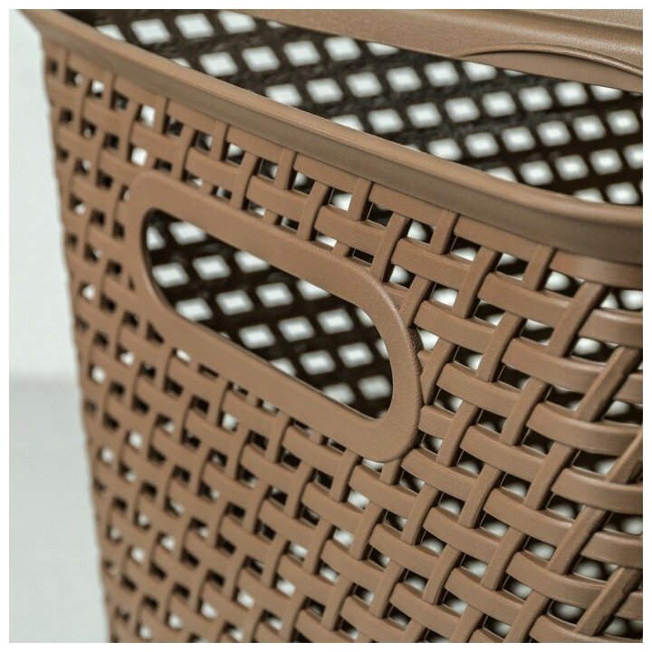 Ящик для хранения с крышкой «Ротанг», 23 л, 45×30×26,5 см, цвет коричневый - фотография № 3