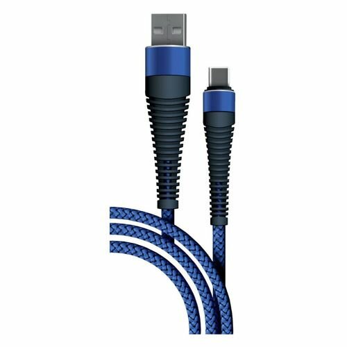 Кабель BORASCO Fishbone, USB Type-C (m), USB A(m), 1м, синий [38505] - фото №4