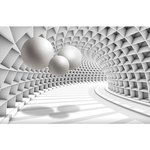 Моющиеся виниловые фотообои Футуристический тоннель со сферами 3D, 400х260 см футуристический тоннель со сферами 3d виниловые фотообои 211х150 см