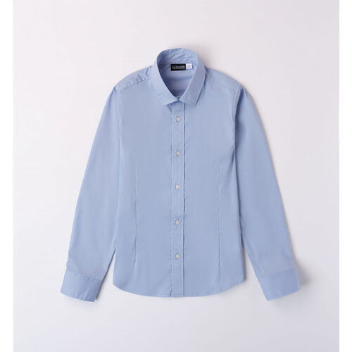 фото Школьная рубашка sarabanda, прямой силуэт, на пуговицах, длинный рукав, без карманов, манжеты, однотонная, размер xxl, голубой
