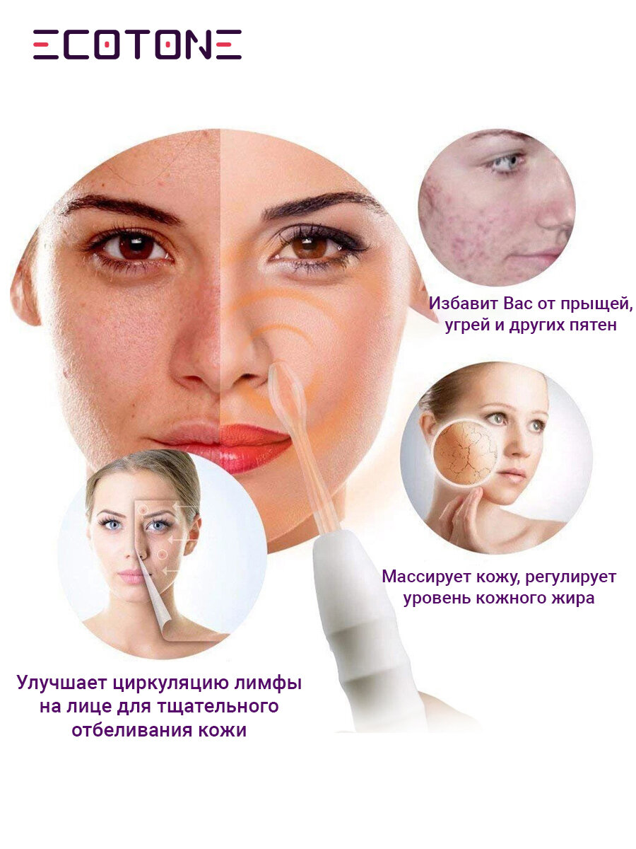 Дарсонваль Ecotone SkinCare для лица, тела и волос с 4-я насадками / густые волосы и чистая кожа / микротоки - фотография № 5