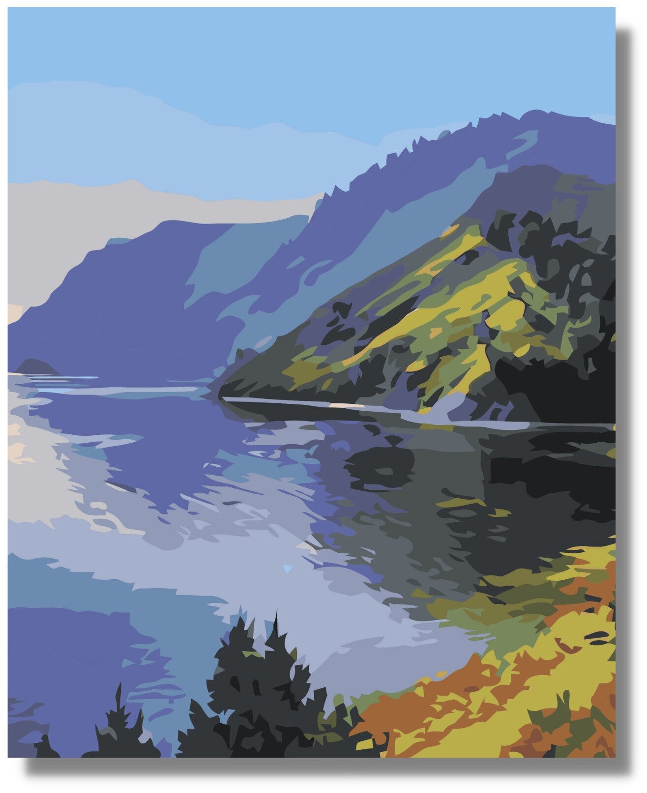 Картина по номерам "Пейзаж летний водоем" холст на подрамнике 40х50