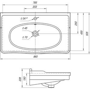 Раковина мебельная KIROVIT Модерн 85 (4640021065891)