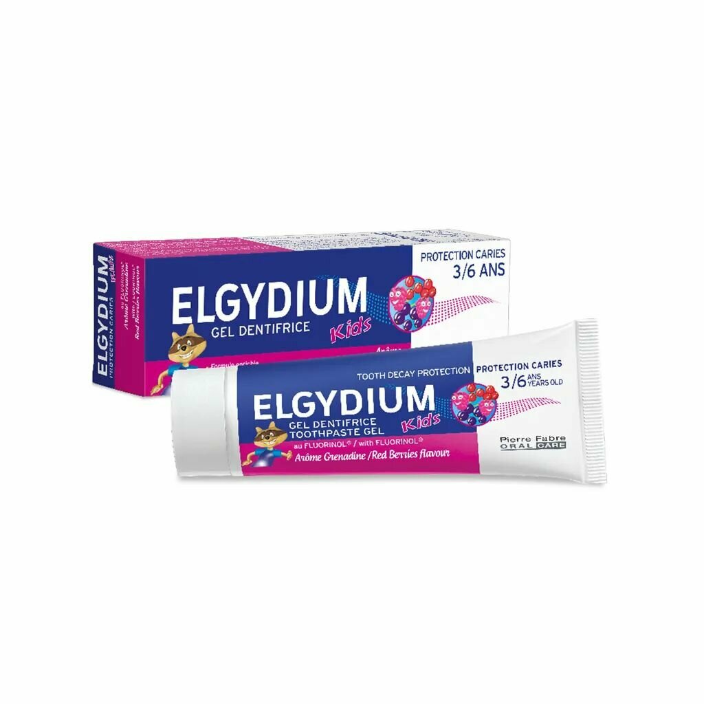 Зубная паста-гель для детей от 3 до 6 лет Elgydium Защита от кариеса Kids Red Berries, 50 мл — фото 1