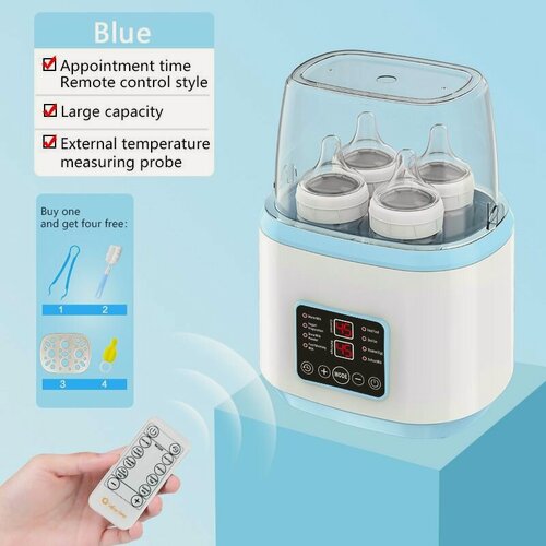 Изображение товара Подогреватель бутылочек "Стерилизуемый", для младенцев, 4 бутылочки, электронное управление, голубой