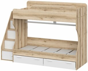 Двухъярусная кровать Астрид-Мебель "Геометрия-2", для детей, Делано светлый/белый