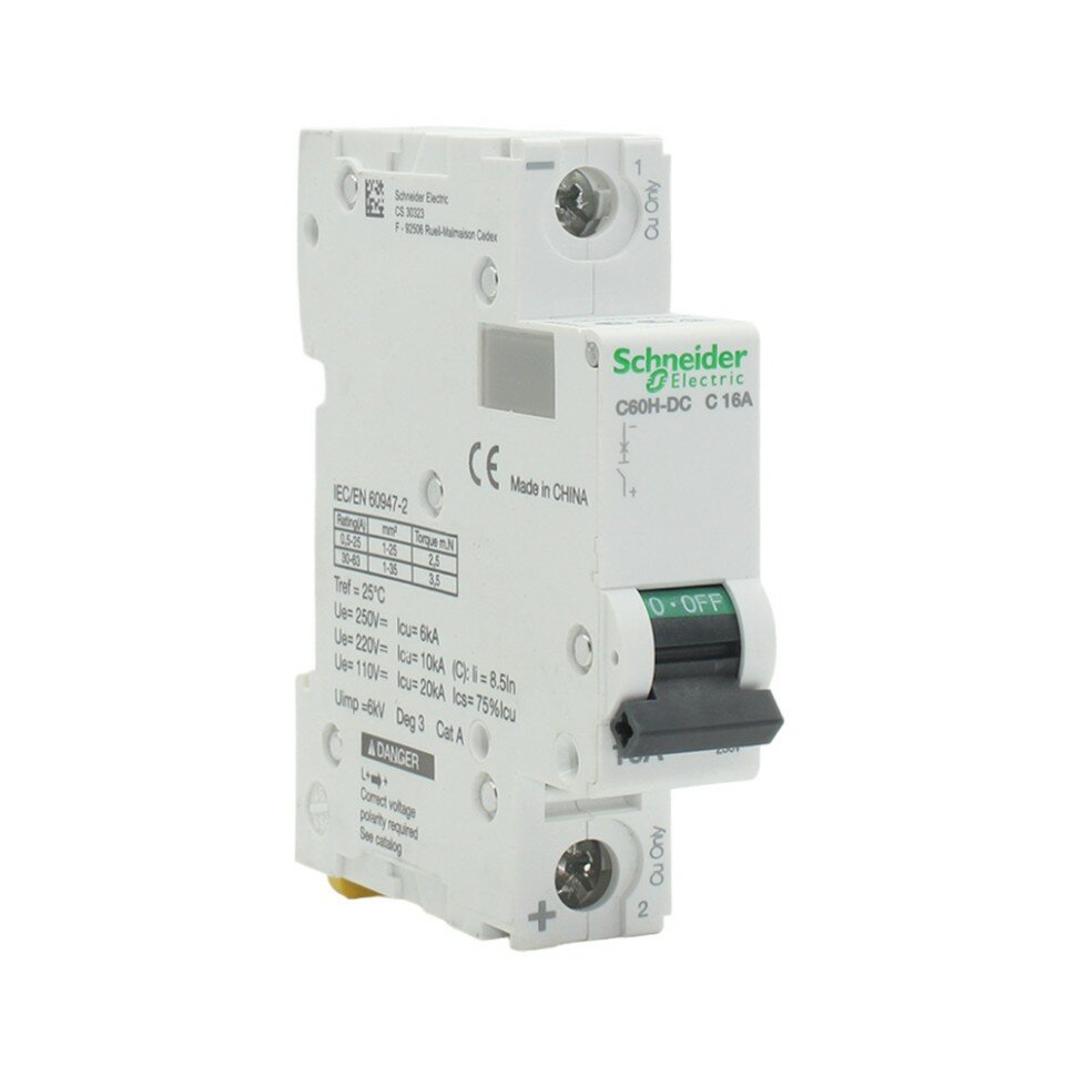 Schneider Electric A9N61511 C60H-DC Автоматический выключатель 1P 16А (C) 10кА