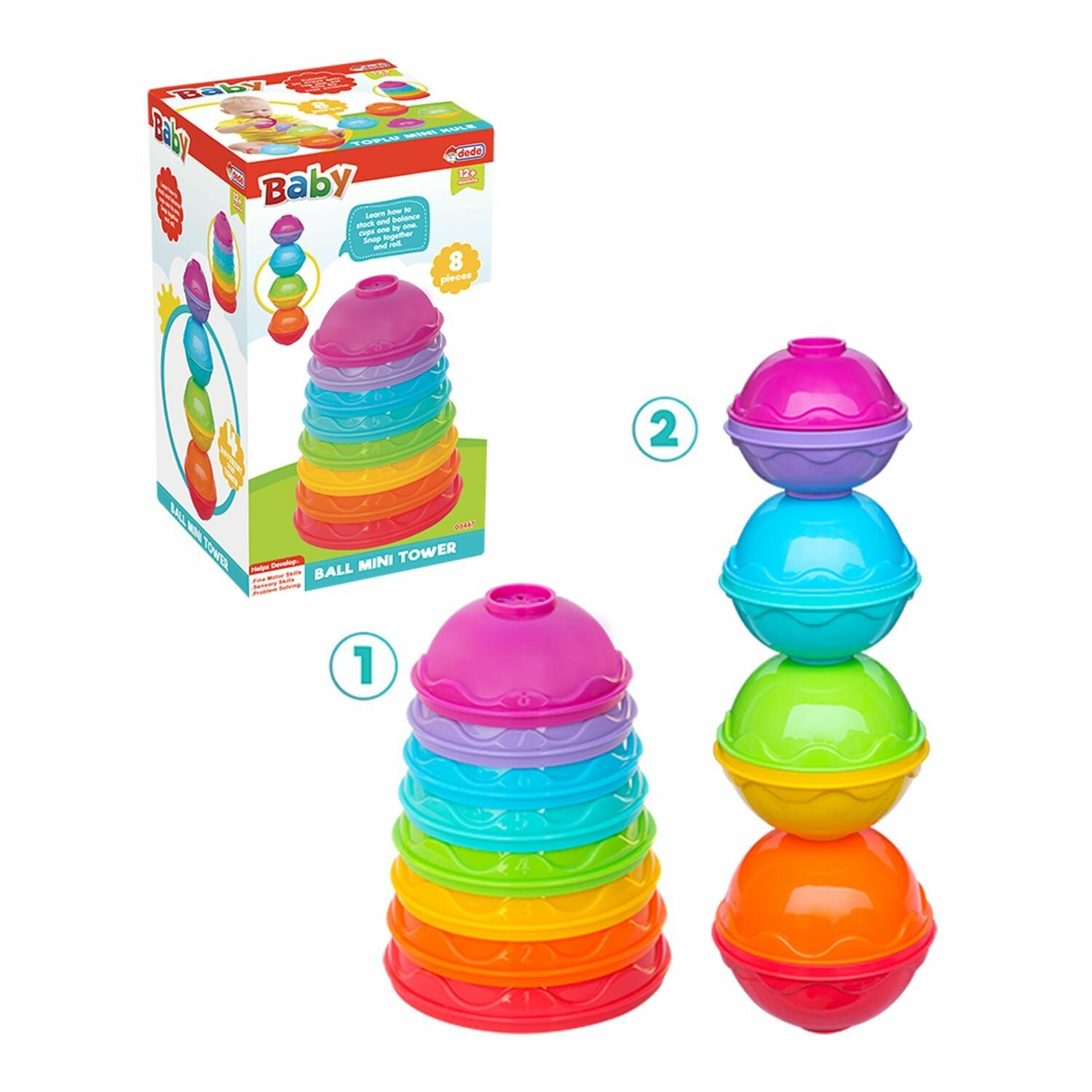 Логическая пирамидка 4в1, тарелочки-шарики — фото 1