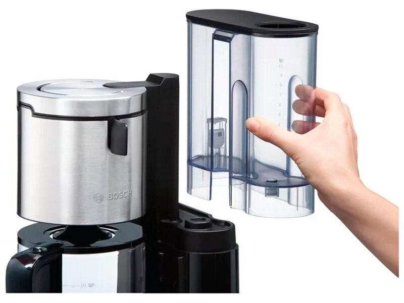Кофеварка Bosch TKA 8633 Styline, 1160 Вт, дисплей с часами, черный — фото 1