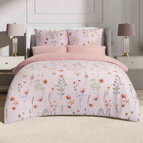 Изображение товара Постельное белье 1,5-спальное с пододеяльником на молнии Гармоника "Манифик", сатин (100% хлопок), розовый, Ecotex