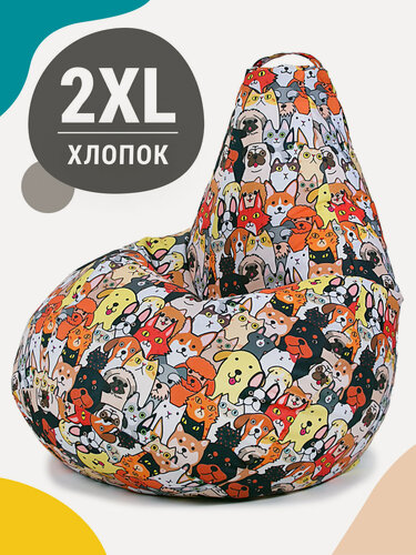 Изображение товара Кресло мешок MyPuff, бескаркасное кресло, пуфик мешок, размер ХXL, мебельный хлопок, Домашние любимцы