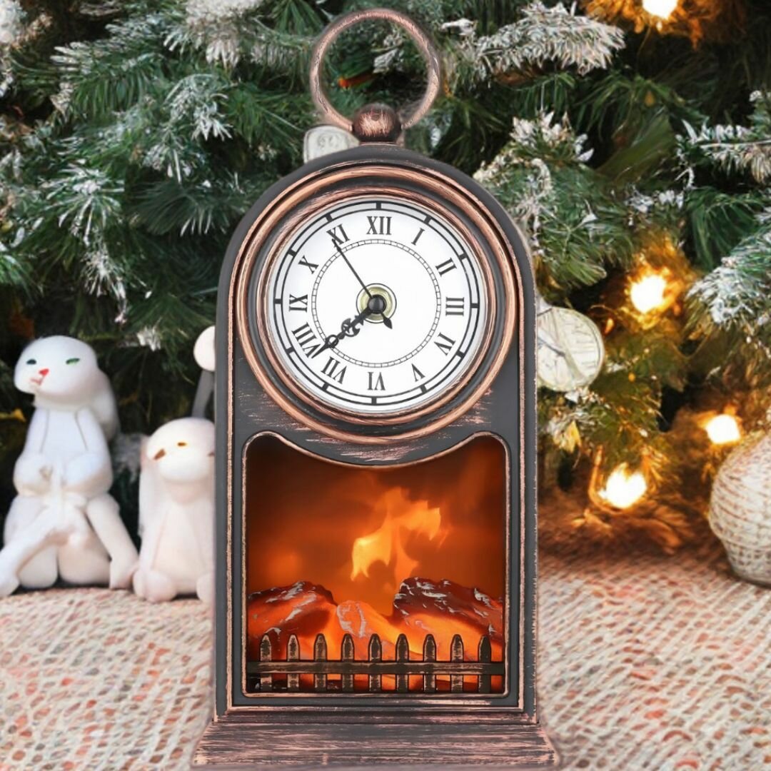 Настольные часы камин с эффектом живого огня декоративный светодиодный электрокамин для уюта и стиля в интерьере