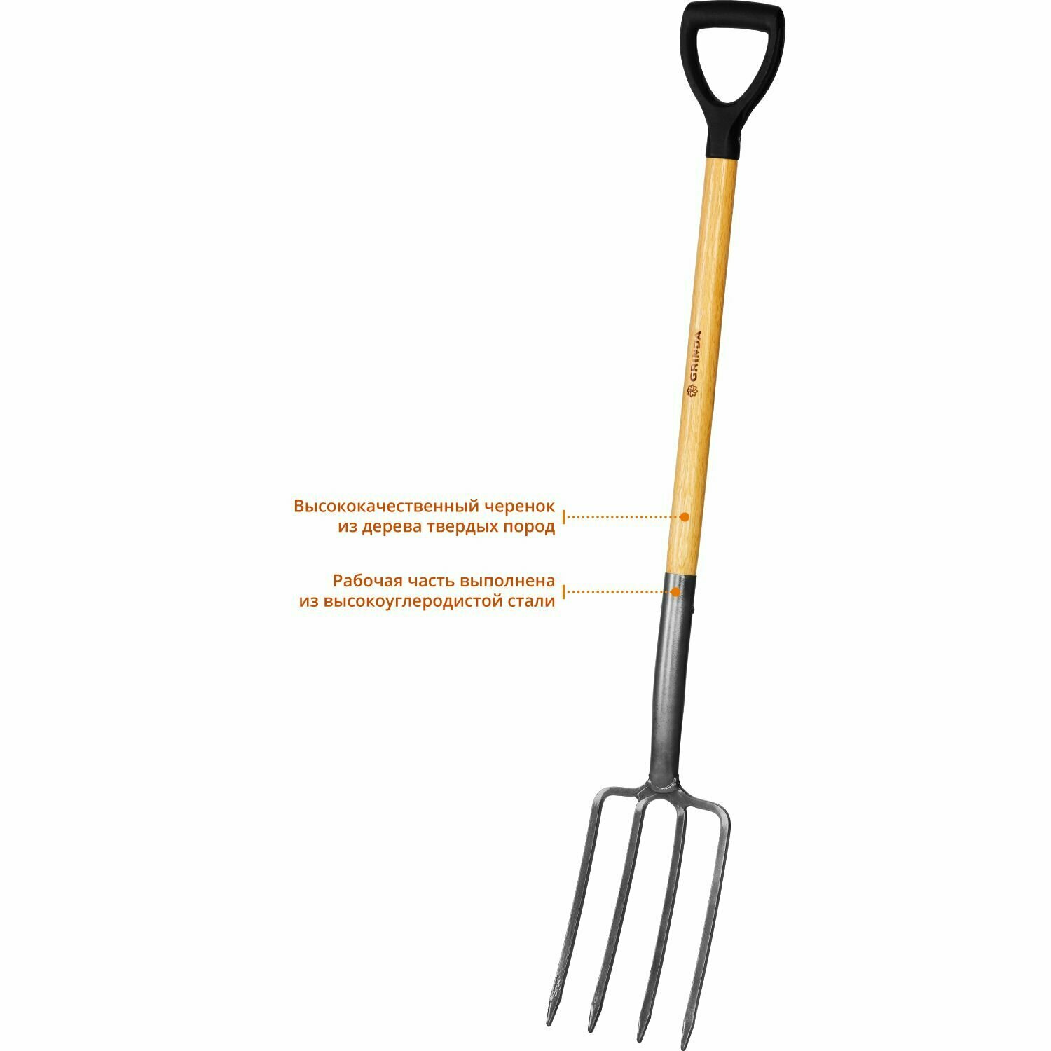 GRINDA размеры 280x180x1200 мм антикор. покрытие деревянный черенок высш. сорт с пластиковой рукояткой вилы садовые ProLine (39727)