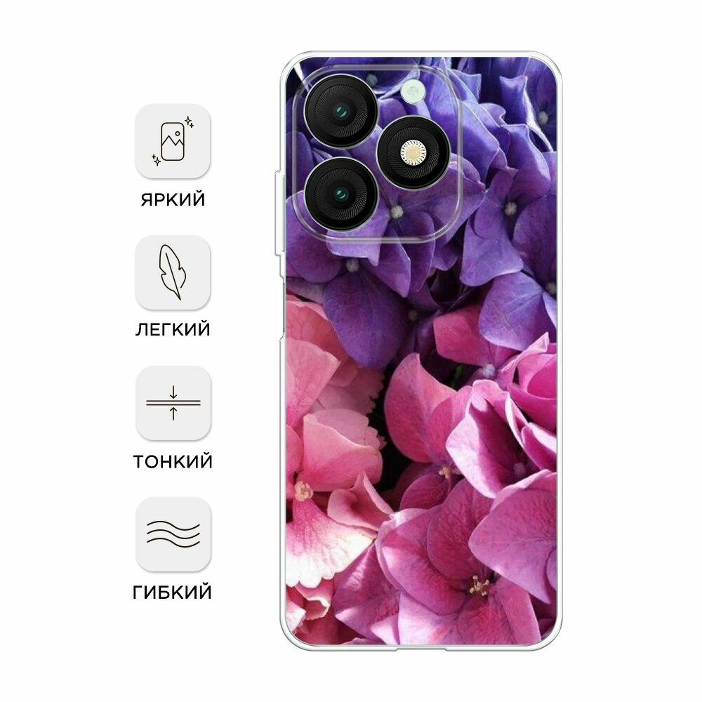 Силиконовый чехол на Itel A50 / Ител А50 с принтом Гортензии — фото 1