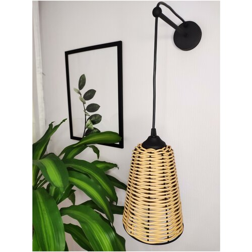 Настенный светильник, бра S4257-1А из полиротанга, бежевый, Е27, 60 Вт