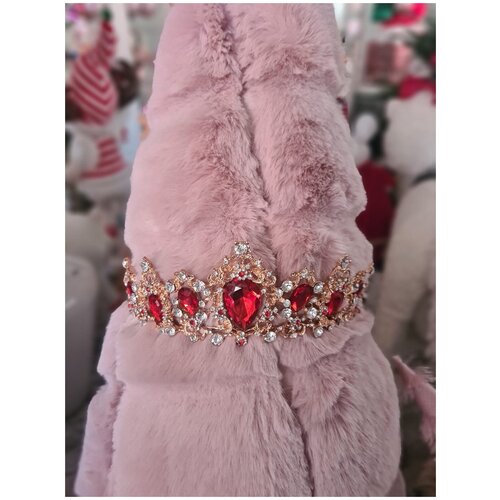 12643 Золотая диадема с красными и серебристыми стразами 6 см d 14 см Karlsbach