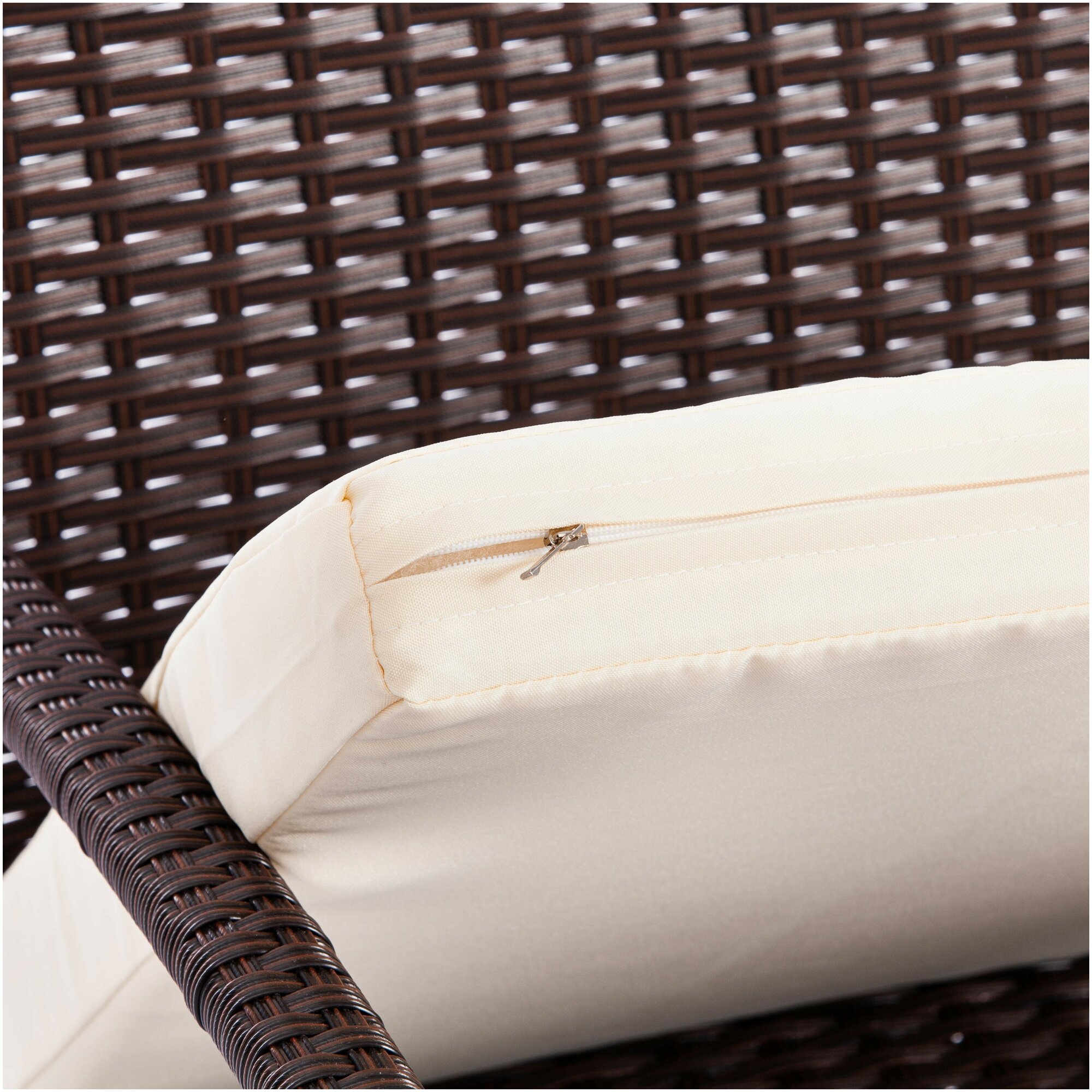 Лаундж сет TetChair (диван+2кресла+столик+подушки) (mod. 210000), коричневый, ткань: DB-02 бежевый - фотография № 5