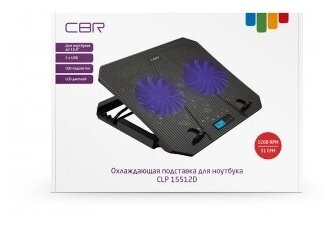 Подставка для ноутбука CBR до 15,6", 370x265x32 мм, с охлаждением, 2xUSB, вентиляторы 2х110 мм, 51 CFM, LED-подсветка, LCD-дисплей, материа - фото №2