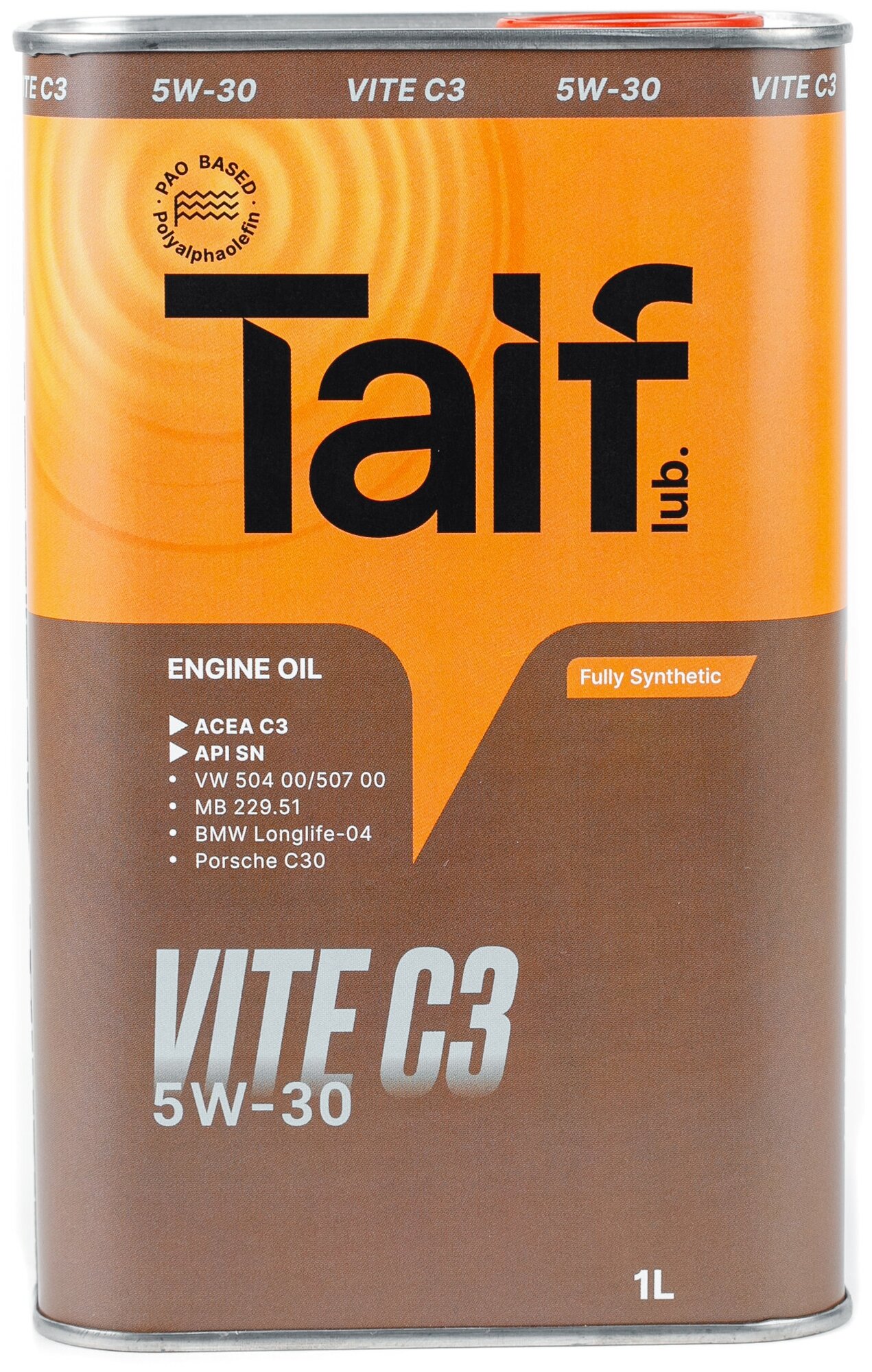 Моторное масло TAIF VITE 5W-30 Синтетическое ПАО, С3, 1 л