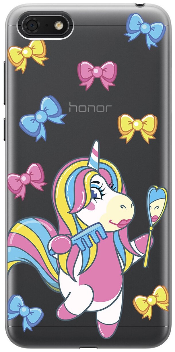 Силиконовый чехол с принтом Lady Unicorn для Honor 7A / 7S / Huawei Y5 (2018) / Y5 Prime (2018) / Хуавей У5 Прайм (2018) / Хонор 7А / 7s