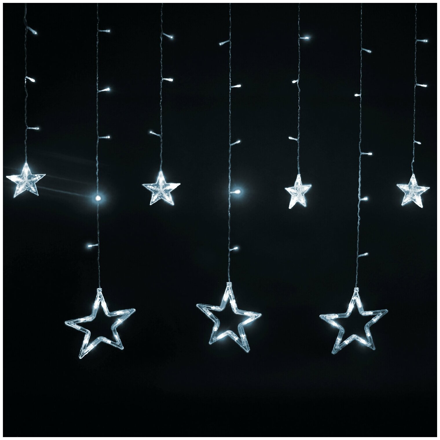 Гирлянда светодиодная «Звезды» занавес на окно 3×1 м 138 ламп холодный белый золотая сказка 591337