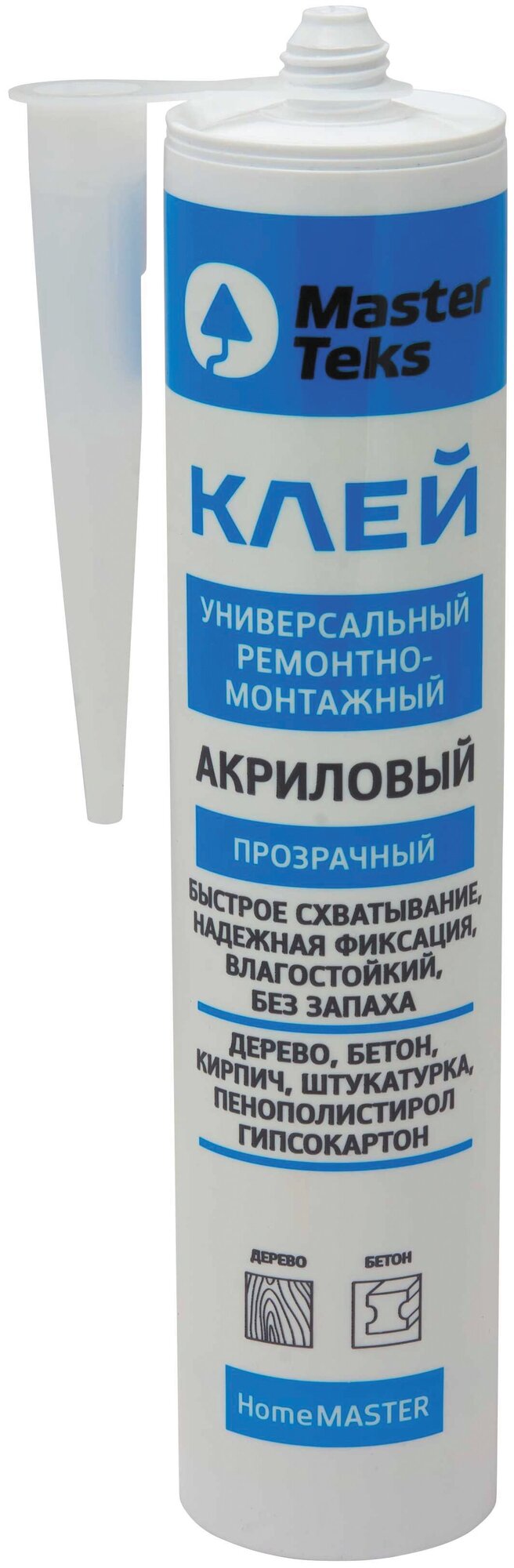 фото Клей акриловый ремонтно-монтажный MasterTeks Homemaster, 300 г, прозрачный