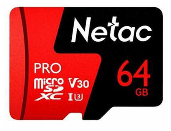 Карта памяти 64Gb - Netac P500 Extreme Pro MicroSDXC Class 10 A1 V30 NT02P500PRO-064G-S