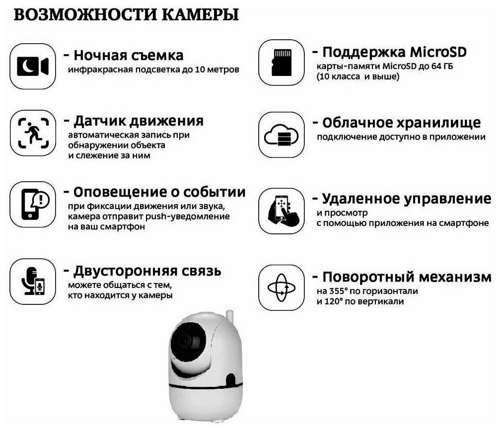 Камера видеонаблюдения с датчиком движения Wi Fi Luoweite